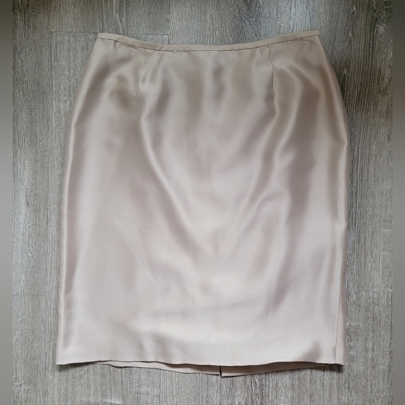 90% Silk Champagne Midi Skirt - Picture 6 of 9